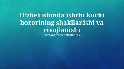 oʻzbekistonda ishchi kuchi bozorining shakllanishi va rivojlanishi — PPTX