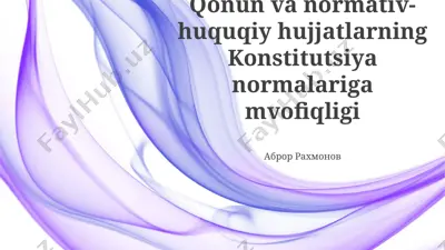 qonun va normativ-huquqiy hujjatlarning konstitutsiya normalariga mvofiqligi — PPTX