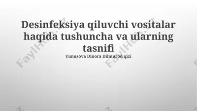 desinfeksiya qiluvchi vositalar haqida tushuncha — PPTX