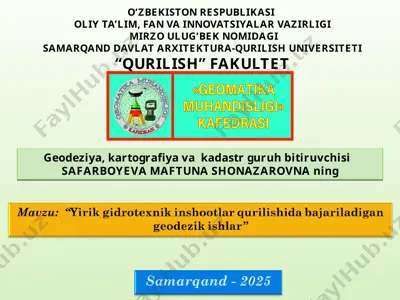 geodeziya, kartografiya va kadastr guruh bitiruvchisi — PPT