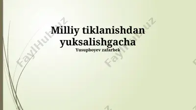 ma'naviy va madaniy qayta tiklanish — PPTX