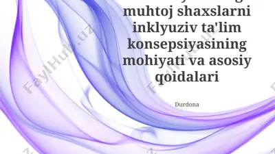 alohida yordamga muhtoj shaxslarni inklyuziv ta'lim konsepsiyasining mohiyati va asosiy qoidalari — PPTX