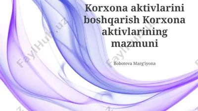 korxona aktivlarini boshqarish korxona aktivlarining mazmuni — PPTX