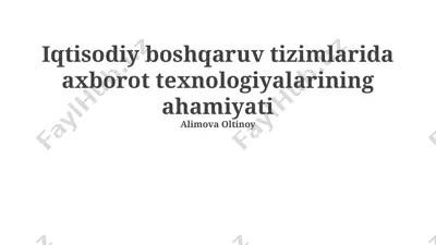 iqtisodiy boshqaruv tizimlarida axborot texnologiyalarining ahamiyati — PPTX