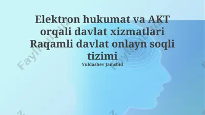 elektron hukumat va akt orqali davlat xizmatlari raqamli davlat onlayn soqli tizimi — PPTX