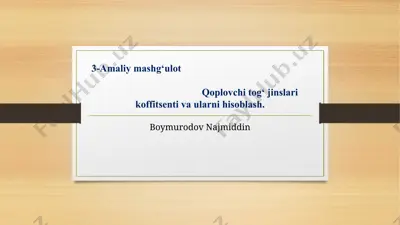 qoplovchi tog‘ jinslari koeffitsenti va ularni hisoblash — PPTX
