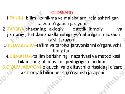 ta'lim va tarbiya glossariy — PPTX