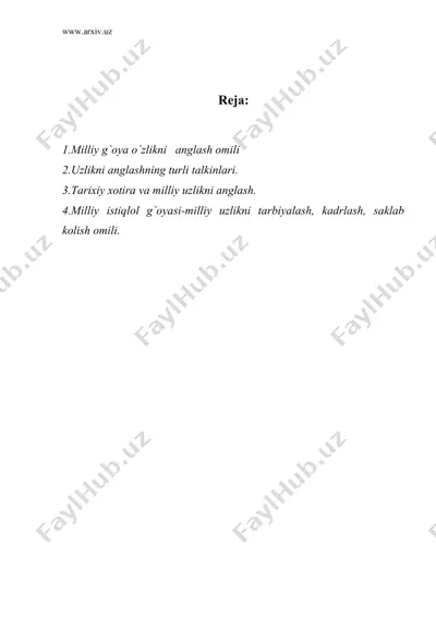 milliy g`oya-o`zlikni anglash — DOC