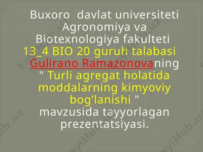"turli agregat holatida moddalarning kimyoviy bog’lanishi" — PPTX
