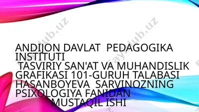 tasviriy san'at va muhandislik grafikasi 101-guruh talabasi mustaqil ishi — PPTX
