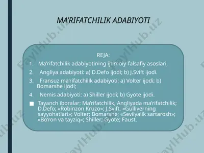 ma'rifatchilik adabiyoti — PPTX