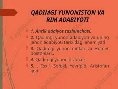 antik yunon adabiyoti — PPTX