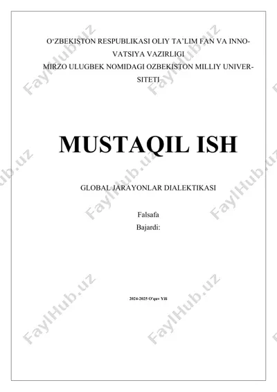 global jarayonlar dialektikasi — DOCX