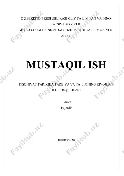 insoniyat tarixida tarbiya va ta’limning rivojlanish bosqichlari — DOCX