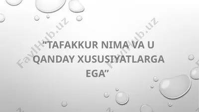 tafakkur nima va u qanday xususiyatlarga ega — PPTX