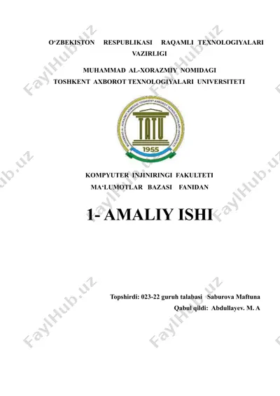 ma'lumotlar bazasini loyihalash. — PDF
