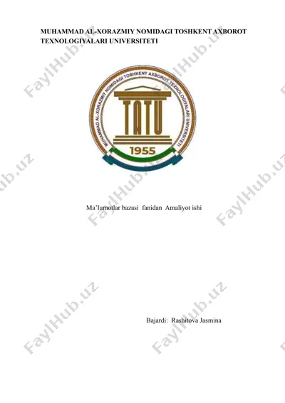 ma’lumotlar bazasini loyihalash — PDF