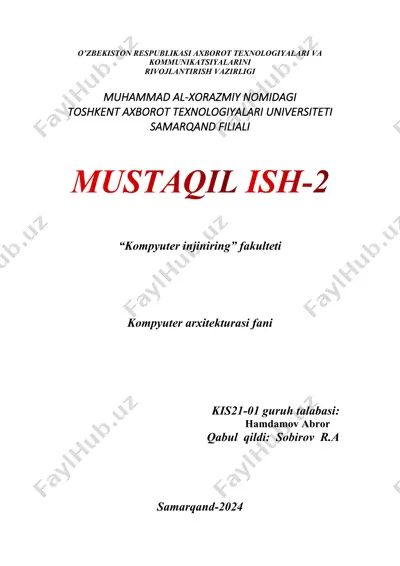 parallel kompyuterlarning arxitekturasi va ishlash tamoyillari — PDF