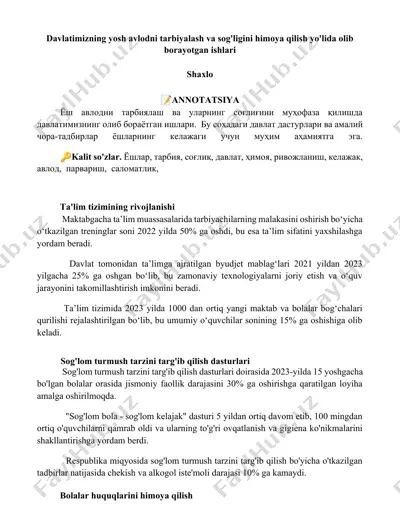 ta'lim tizimining rivojlanishi — DOCX