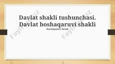 davlat shakli tushunchasi — PPTX