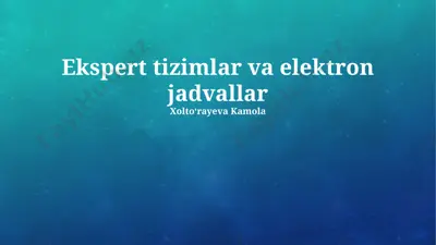 ekspert tizimlar va elektron jadvallar — PPTX