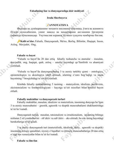 falsafa va hayot — DOCX