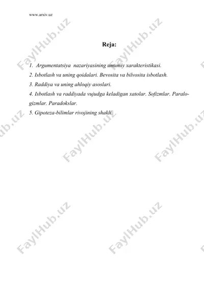 argumentatsiya nazariyasi va gipoteza — DOC