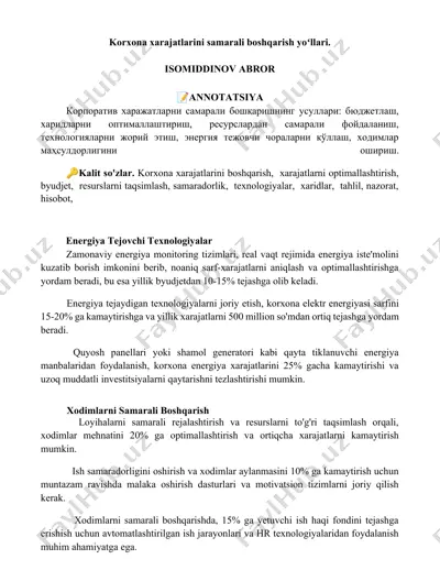 energiya tejovchi texnologiyalar — DOCX