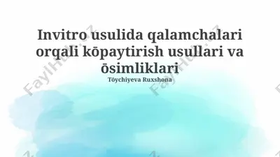 invitro usulida qalamchalari orqali kōpaytirish usullari va ōsimliklari — PPTX