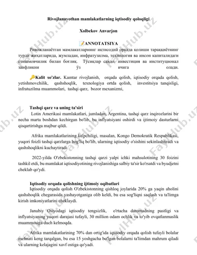 tashqi qarz va uning ta'siri — DOCX