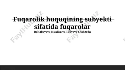 fuqarolik huquqining subyekti sifatida fuqarolar — PPTX