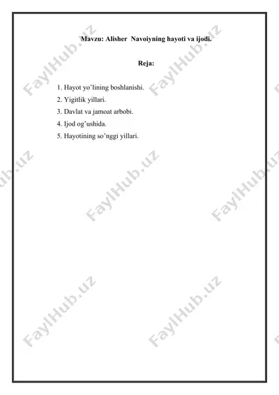alisher navoiyning hayoti va ijodi — DOCX