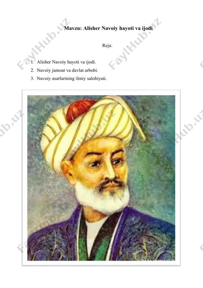 alisher navoiy hayoti va ijodi — DOCX
