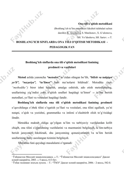 ona tili o’qitish metodikasi — DOC