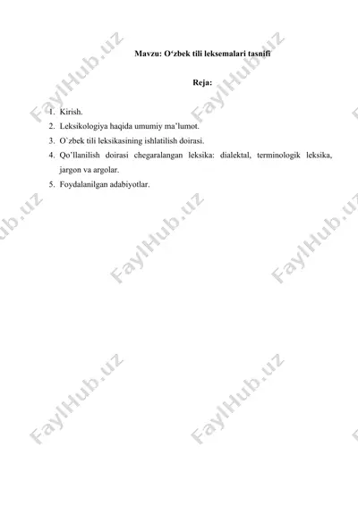 oʻzbek tili leksemalari tasnifi — DOCX
