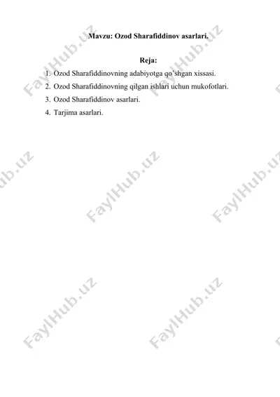 ozod sharafiddinov asarlari — DOCX