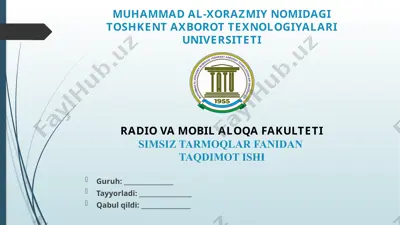 wi-fi texnologiyasidan foydalanib mobil tarmoq yuklamasini yengillashtirish (wi-fi offloading) — PPTX