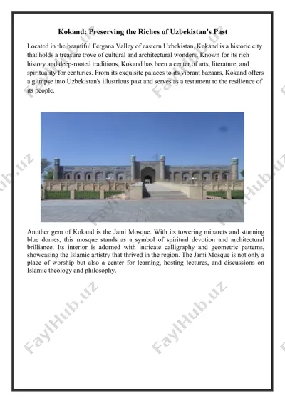 kokand: preserving the riches of uzbekistan's past — DOCX