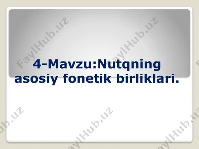 ona tili fonetik birliklari — PPTX