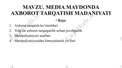 media maydonda axborot tarqatish madaniyati — PPTX