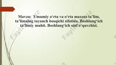 umumiy o‘rta va o‘rta maxsus ta’lim — PPTX