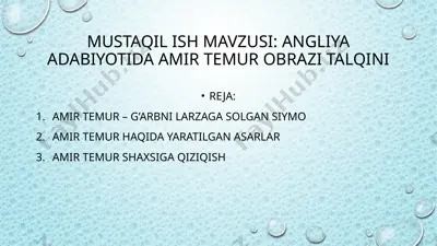 angliya adabiyotida amir temur obrazi talqini — PPTX