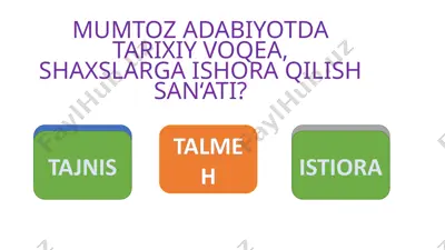 mumtoz adabiyotda tarixiy voqea, shaxslarga ishora qilish san‘ati — PPTX