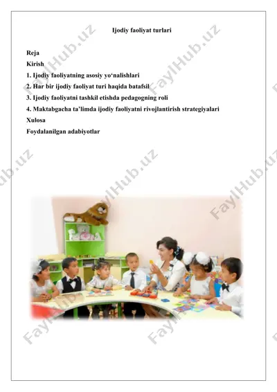 ijodiy faoliyat turlari — DOCX