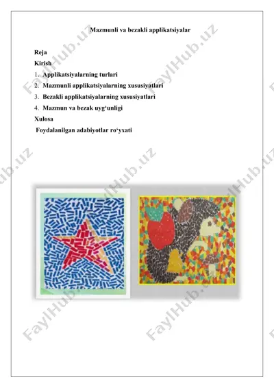 mazmunli va bezakli applikatsiyalar — DOCX