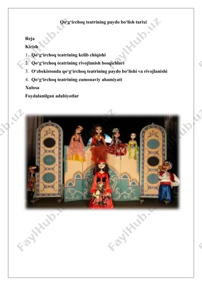 qo‘g‘irchoq teatrining paydo bo‘lish tarixi — DOCX