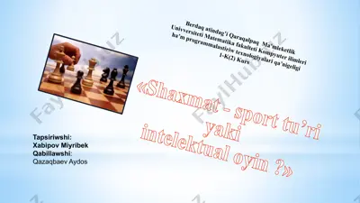 shaxmat - sport yoki intelektual oyin? — PPTX