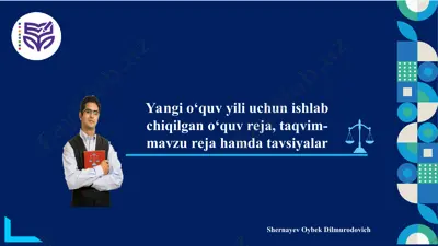 yangi o‘quv yili uchun ishlab chiqilgan o‘quv reja, taqvim-mavzu reja hamda tavsiyalar — PPT