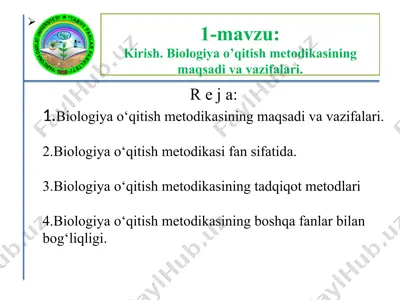 biologiya o‘qitish metodikasi — PPT