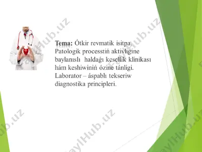 balalarda revmatizmning bağımsız diagnostikası — PPT